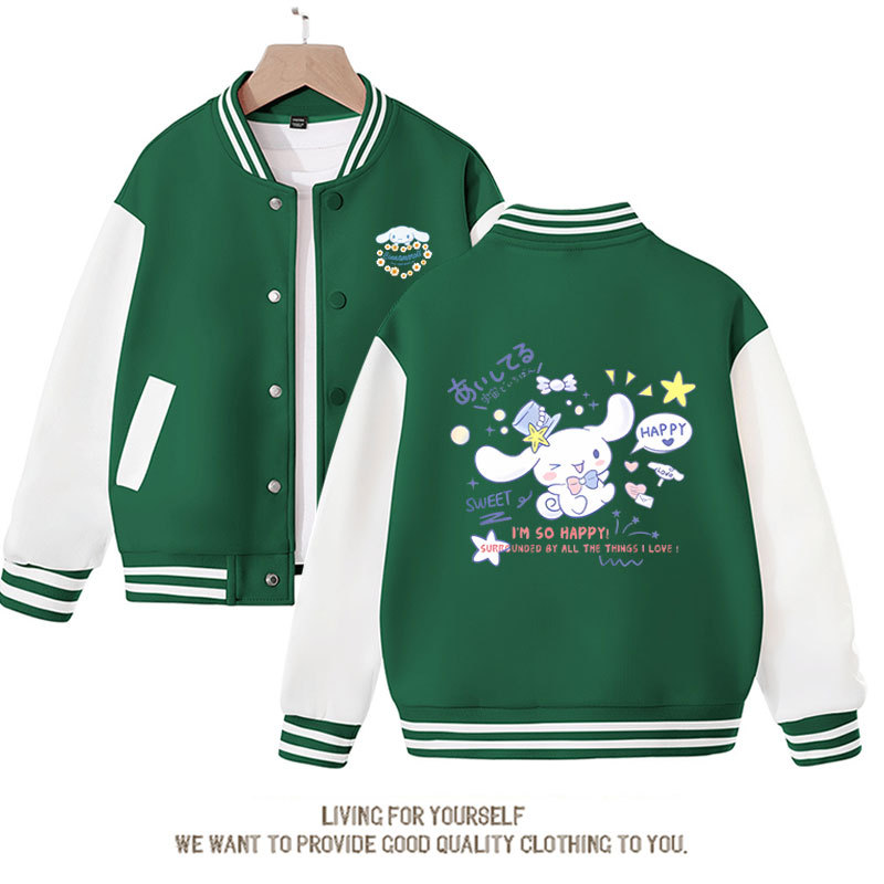 Sanrios Kawaii Anime Cinnamoroll Cute Cartoon Girl Kids Jacket Spring Autumn Sports Baseball Uniform Children Birthday Gift