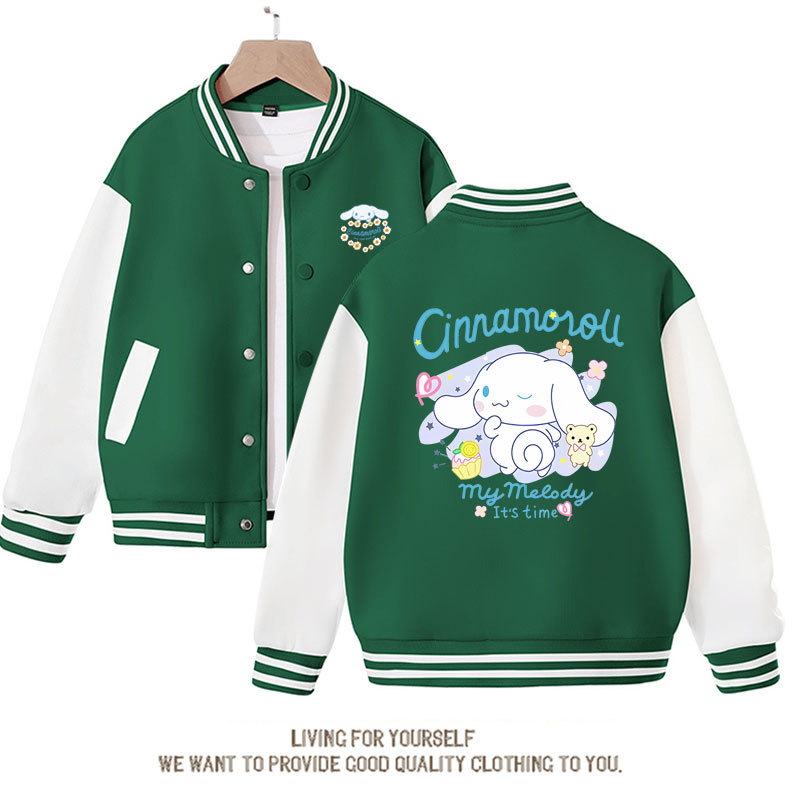 Sanrios Kawaii Anime Cinnamoroll Cute Cartoon Girl Kids Jacket Spring Autumn Sports Baseball Uniform Children Birthday Gift