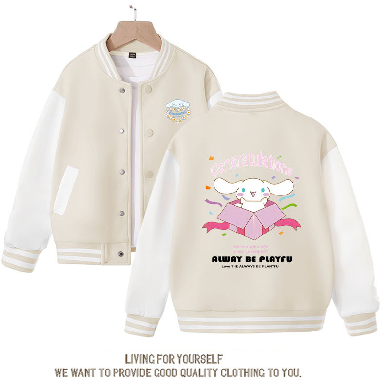 Sanrio Cinnamoroll Jacket Hello Kitty Kuromi Overcoat Woman Jacket Spring Autumn Kids Loose Sports Baseball Uniform Clothes Gift