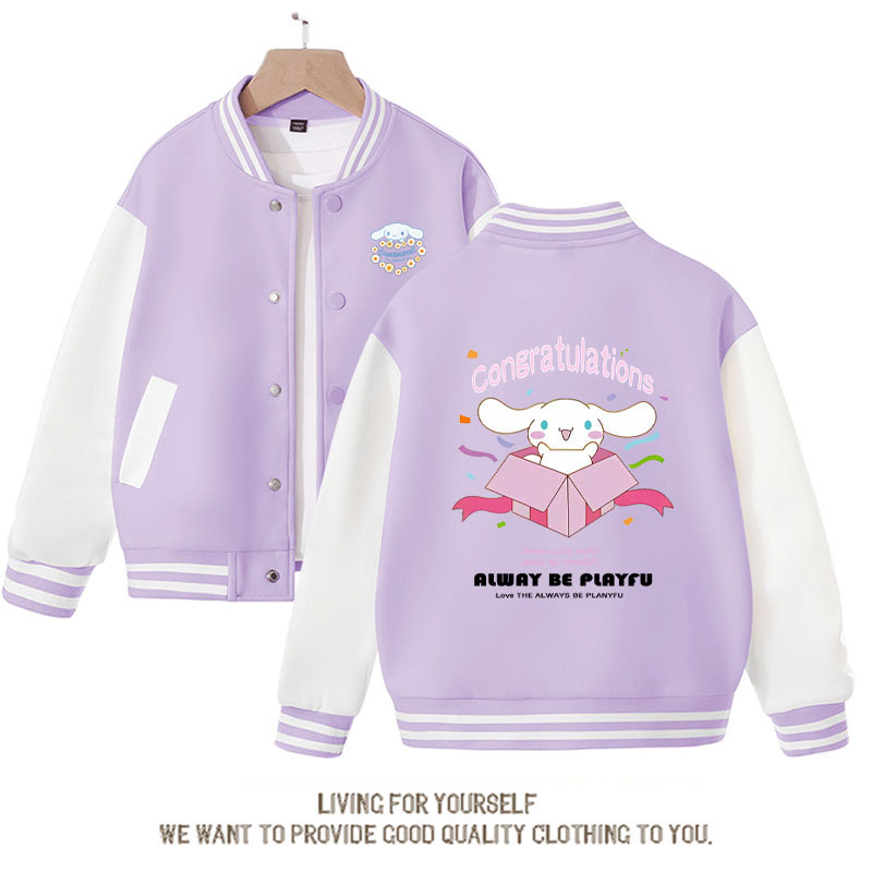 Sanrio Cinnamoroll Jacket Hello Kitty Kuromi Overcoat Woman Jacket Spring Autumn Kids Loose Sports Baseball Uniform Clothes Gift