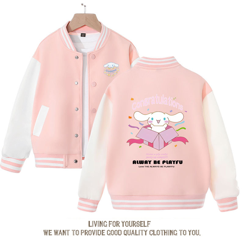 Sanrio Cinnamoroll Jacket Hello Kitty Kuromi Overcoat Woman Jacket Spring Autumn Kids Loose Sports Baseball Uniform Clothes Gift