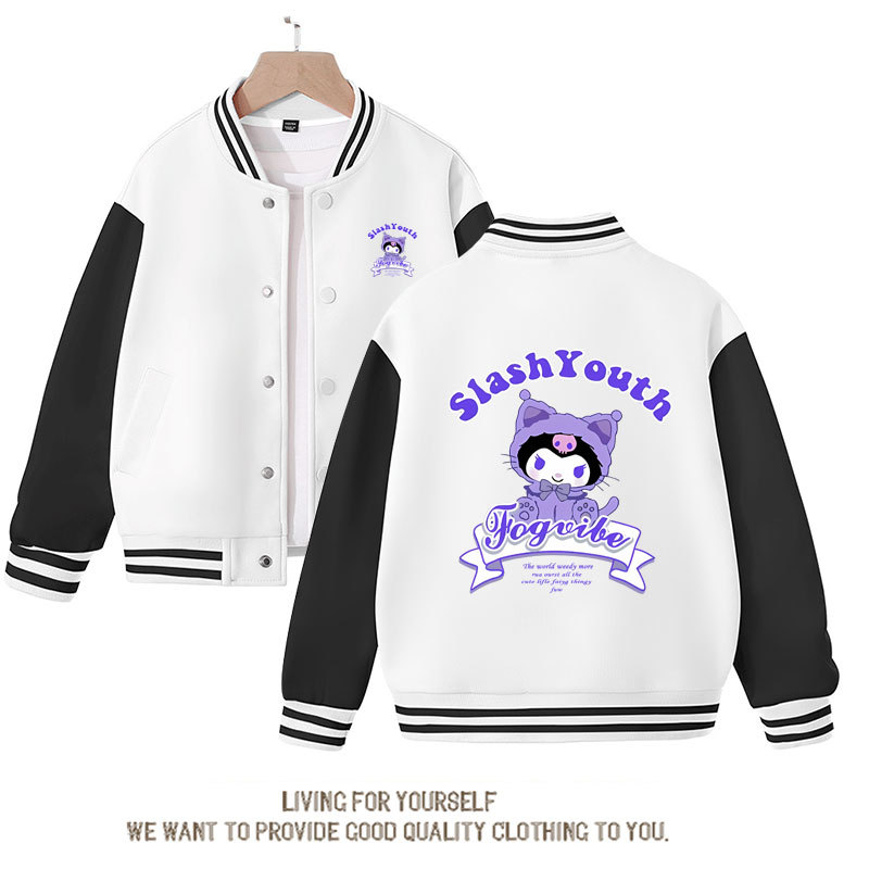 Sanrio Cotton Kid Kuromi Baseball Uniform Melody Cartoon Dopamine Dressing Jacket Cute Spring Autumn Casual Coat Anime Girl Gift