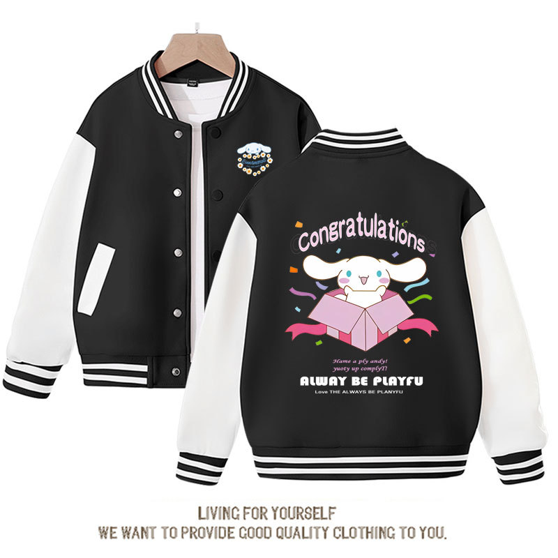 Sanrio Cinnamoroll Jacket Hello Kitty Kuromi Overcoat Woman Jacket Spring Autumn Kids Loose Sports Baseball Uniform Clothes Gift