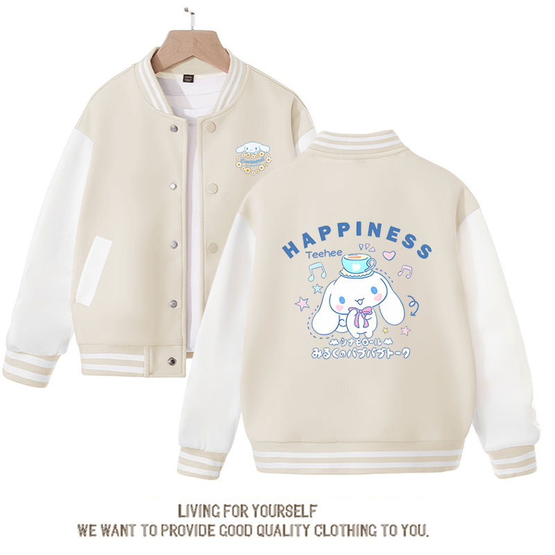 Sanrios Kawaii Anime Cinnamoroll Cute Cartoon Girl Kids Jacket Spring Autumn Sports Baseball Uniform Children Birthday Gift
