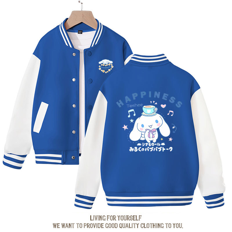 Sanrios Kawaii Anime Cinnamoroll Cute Cartoon Girl Kids Jacket Spring Autumn Sports Baseball Uniform Children Birthday Gift