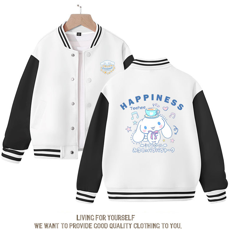 Sanrios Kawaii Anime Cinnamoroll Cute Cartoon Girl Kids Jacket Spring Autumn Sports Baseball Uniform Children Birthday Gift