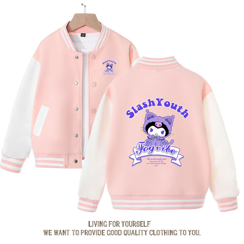 Sanrio Cotton Kid Kuromi Baseball Uniform Melody Cartoon Dopamine Dressing Jacket Cute Spring Autumn Casual Coat Anime Girl Gift
