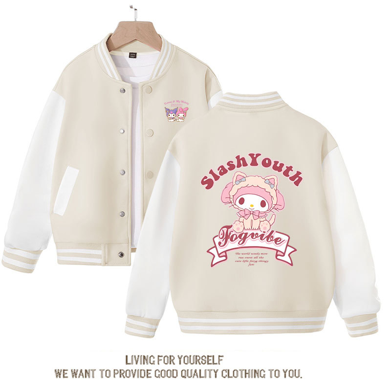 Sanrios Kawaii  Anime My Melody Cute Cartoon Jacket Spring Autumn New Children's Loose Sports Baseball Uniform Birthday Gift