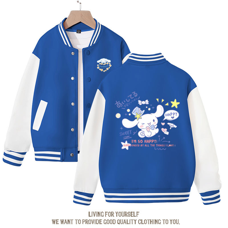 Sanrios Kawaii Anime Cinnamoroll Cute Cartoon Girl Kids Jacket Spring Autumn Sports Baseball Uniform Children Birthday Gift