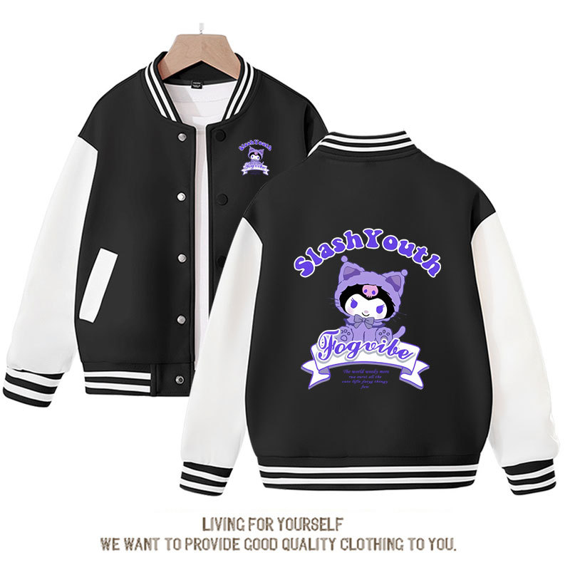 Sanrio Cotton Kid Kuromi Baseball Uniform Melody Cartoon Dopamine Dressing Jacket Cute Spring Autumn Casual Coat Anime Girl Gift