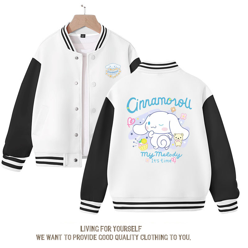 Sanrios Kawaii Anime Cinnamoroll Cute Cartoon Girl Kids Jacket Spring Autumn Sports Baseball Uniform Children Birthday Gift