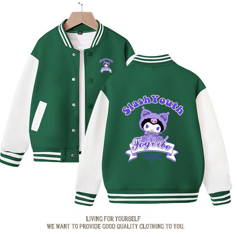 Sanrio Cotton Kid Kuromi Baseball Uniform Melody Cartoon Dopamine Dressing Jacket Cute Spring Autumn Casual Coat Anime Girl Gift