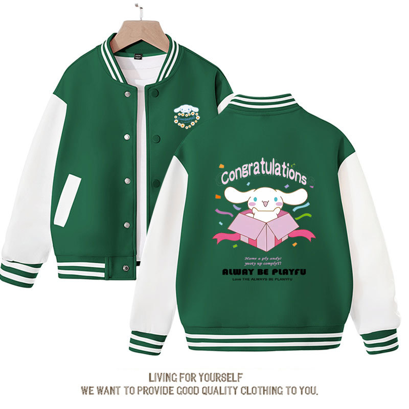Sanrio Cinnamoroll Jacket Hello Kitty Kuromi Overcoat Woman Jacket Spring Autumn Kids Loose Sports Baseball Uniform Clothes Gift