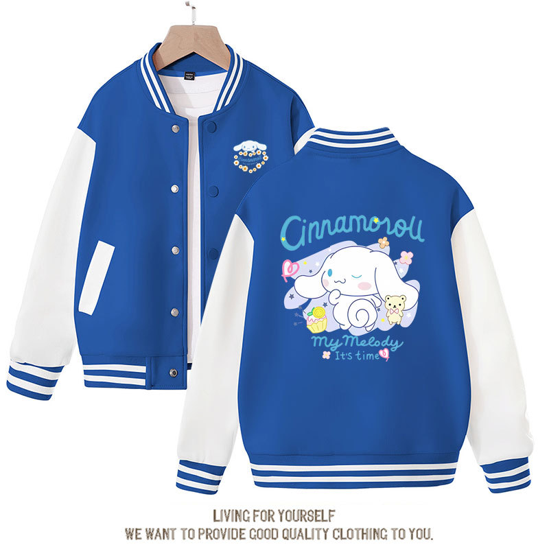 Sanrios Kawaii Anime Cinnamoroll Cute Cartoon Girl Kids Jacket Spring Autumn Sports Baseball Uniform Children Birthday Gift