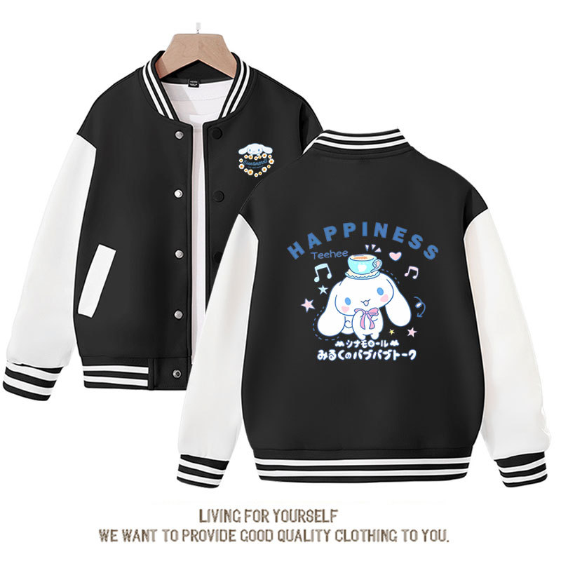 Sanrios Kawaii Anime Cinnamoroll Cute Cartoon Girl Kids Jacket Spring Autumn Sports Baseball Uniform Children Birthday Gift