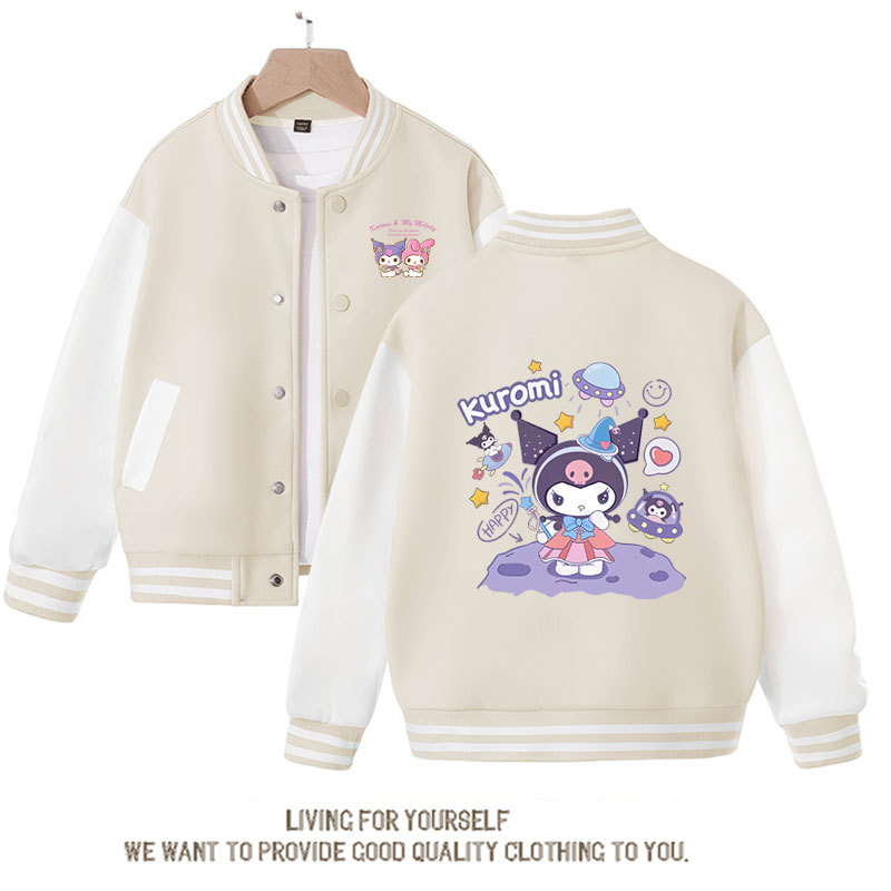 Sanrio Cinnamoroll Jacket Hello Kitty Kuromi Overcoat Woman Jacket Autumn Spring Kids Loose Sports Baseball Uniform Clothes Gift
