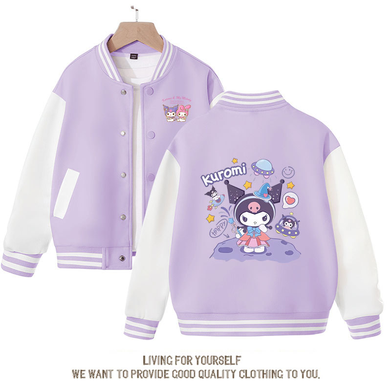 Sanrio Cinnamoroll Jacket Hello Kitty Kuromi Overcoat Woman Jacket Autumn Spring Kids Loose Sports Baseball Uniform Clothes Gift