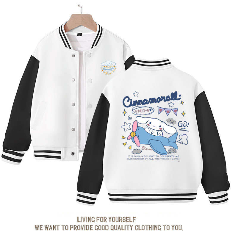 Sanrios Kawaii Anime Cinnamoroll Cute Cartoon Girl Kids Jacket Spring Autumn Sports Baseball Uniform Children Birthday Gift