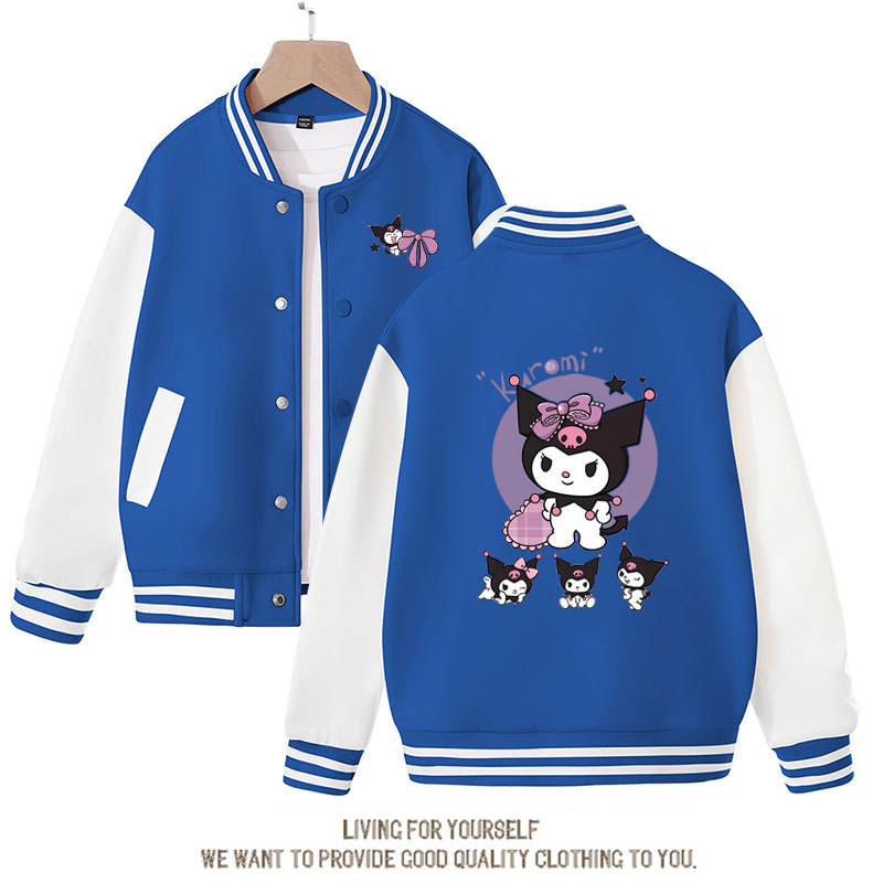 Sanrios Kawaii Anime Kuromis Baseball Jersey Cute Cartoon Spring Autumn Kids Tops Casual Outer Jacket Birthday Gift