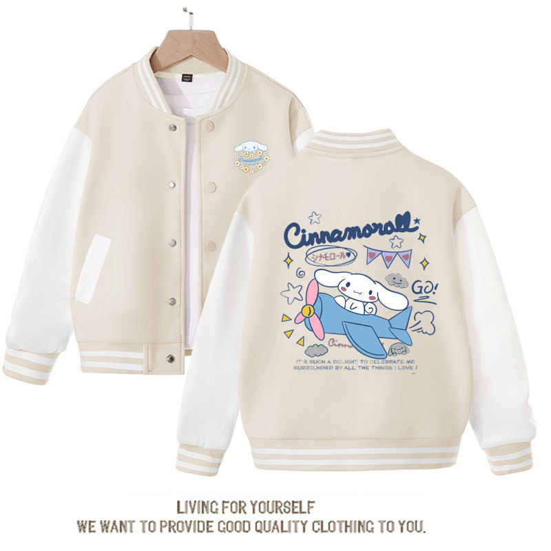 Sanrios Kawaii Anime Cinnamoroll Cute Cartoon Girl Kids Jacket Spring Autumn Sports Baseball Uniform Children Birthday Gift