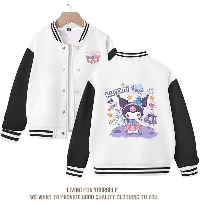 Sanrio Cinnamoroll Jacket Hello Kitty Kuromi Overcoat Woman Jacket Autumn Spring Kids Loose Sports Baseball Uniform Clothes Gift