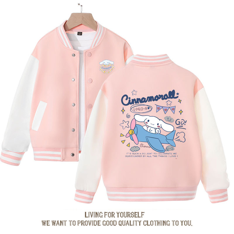 Sanrios Kawaii Anime Cinnamoroll Cute Cartoon Girl Kids Jacket Spring Autumn Sports Baseball Uniform Children Birthday Gift