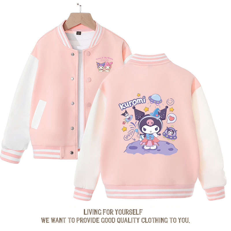 Sanrio Cinnamoroll Jacket Hello Kitty Kuromi Overcoat Woman Jacket Autumn Spring Kids Loose Sports Baseball Uniform Clothes Gift