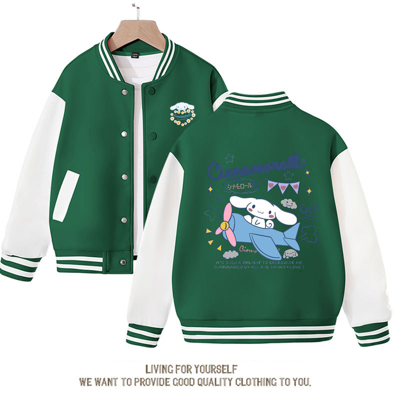 Sanrios Kawaii Anime Cinnamoroll Cute Cartoon Girl Kids Jacket Spring Autumn Sports Baseball Uniform Children Birthday Gift