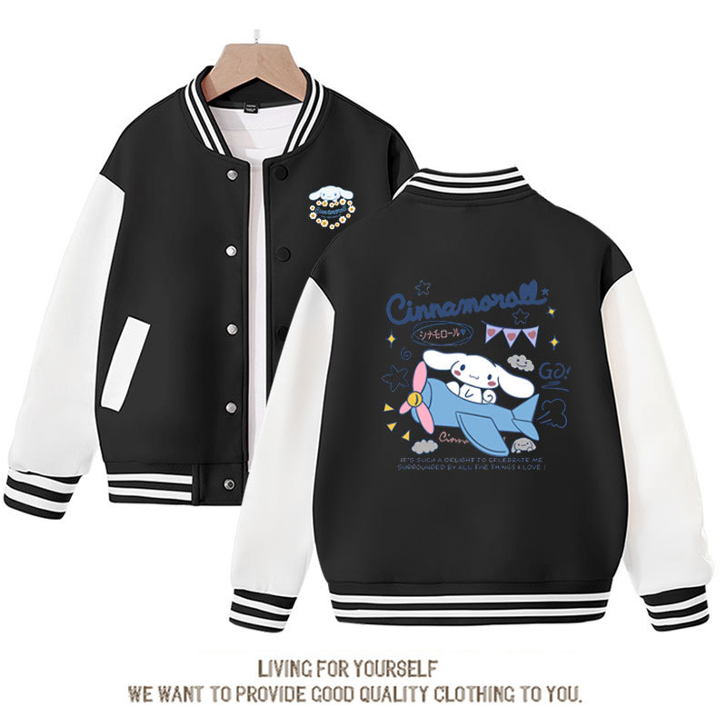 Sanrios Kawaii Anime Cinnamoroll Cute Cartoon Girl Kids Jacket Spring Autumn Sports Baseball Uniform Children Birthday Gift