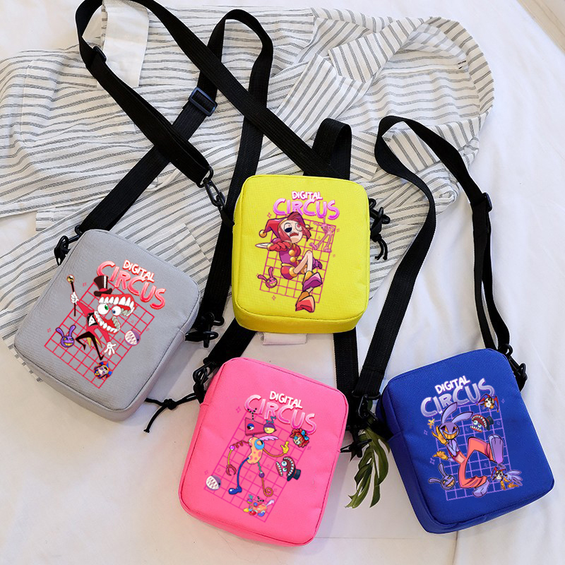 The Amazing Digital Circus School Bag Peripheral Oblique Bag Small Square Bag One Shoulder Oblique Backpack for Boy and Girls