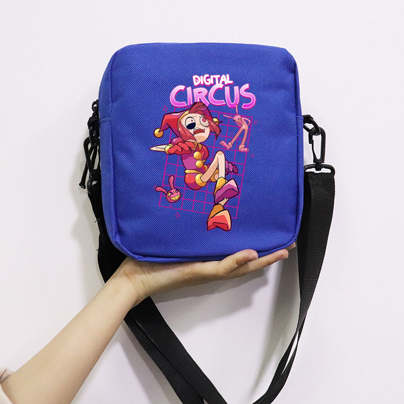The Amazing Digital Circus School Bag Peripheral Oblique Bag Small Square Bag One Shoulder Oblique Backpack for Boy and Girls