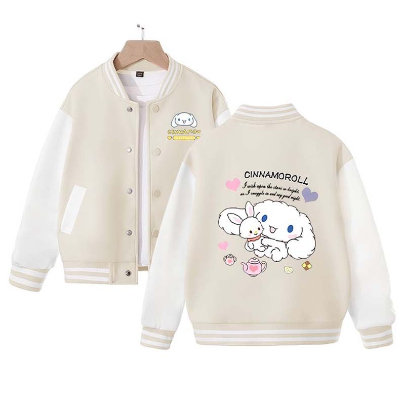Sanrios Kawaii Anime Cinnamoroll Cute Cartoon Woman Jacket Spring Autumn New Loose Sports Baseball Uniform Birthday Gift
