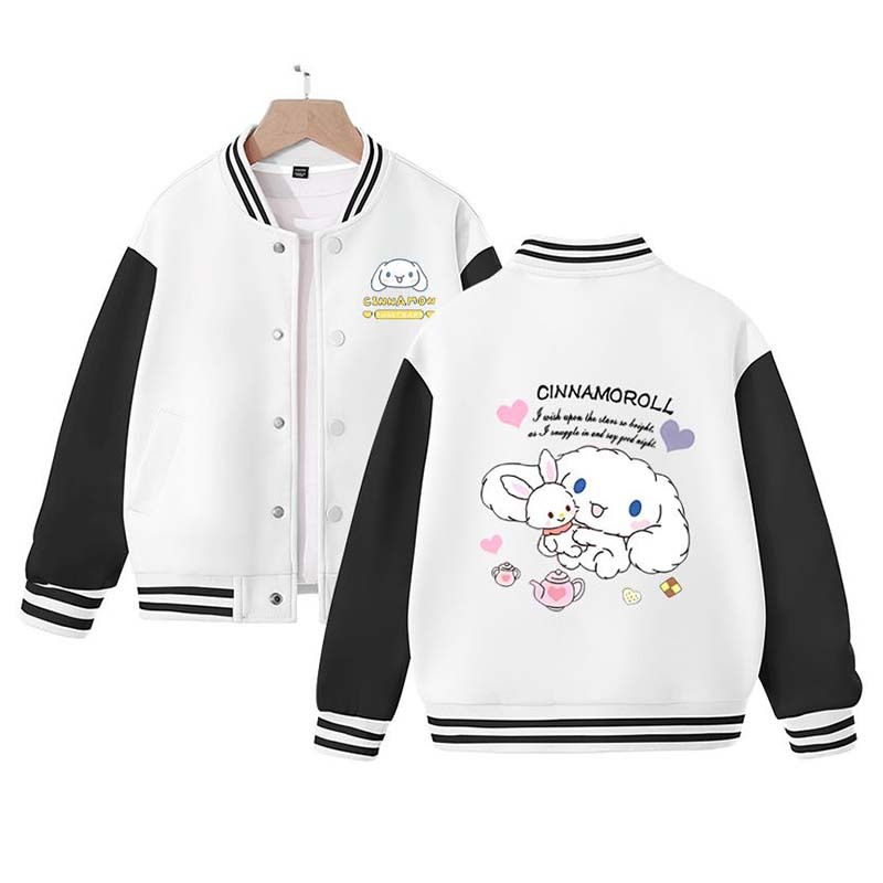 Sanrios Kawaii Anime Cinnamoroll Cute Cartoon Woman Jacket Spring Autumn New Loose Sports Baseball Uniform Birthday Gift