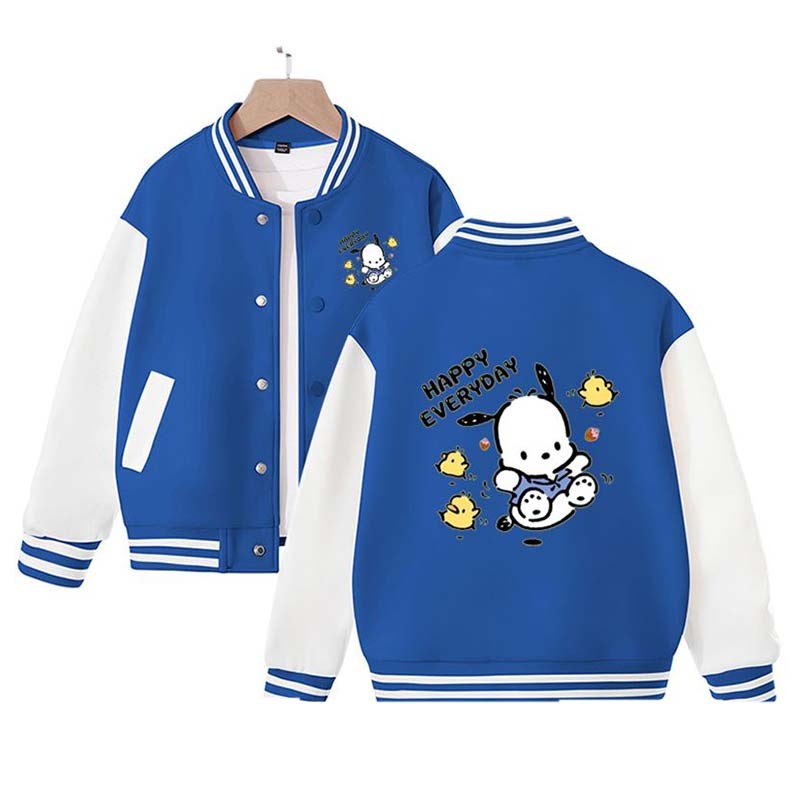 Sanrios Kawaii Anime Pochacco Cute Cartoon Spring and Autumn New Baseball Uniform Kids Tops Casual Coat Jacket Birthday Gift