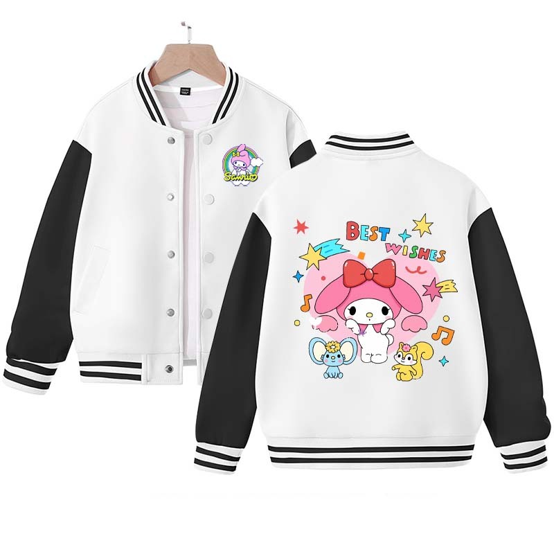 Sanrios Kawaii Anime My Melody Cute Cartoon Jacket Spring Autumn New Children's Loose Sports Baseball Uniform Birthday Gift