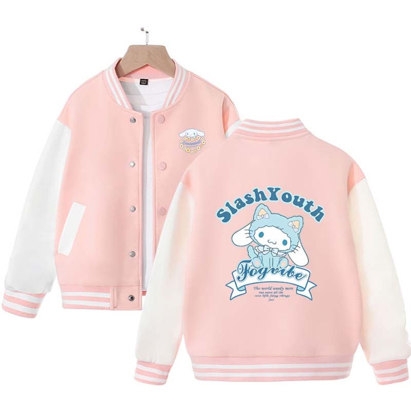 Sanrios Kawaii Anime Cinnamoroll Cute Cartoon Girl Kids Jacket Spring Autumn Sports Baseball Uniform Children Birthday Gift