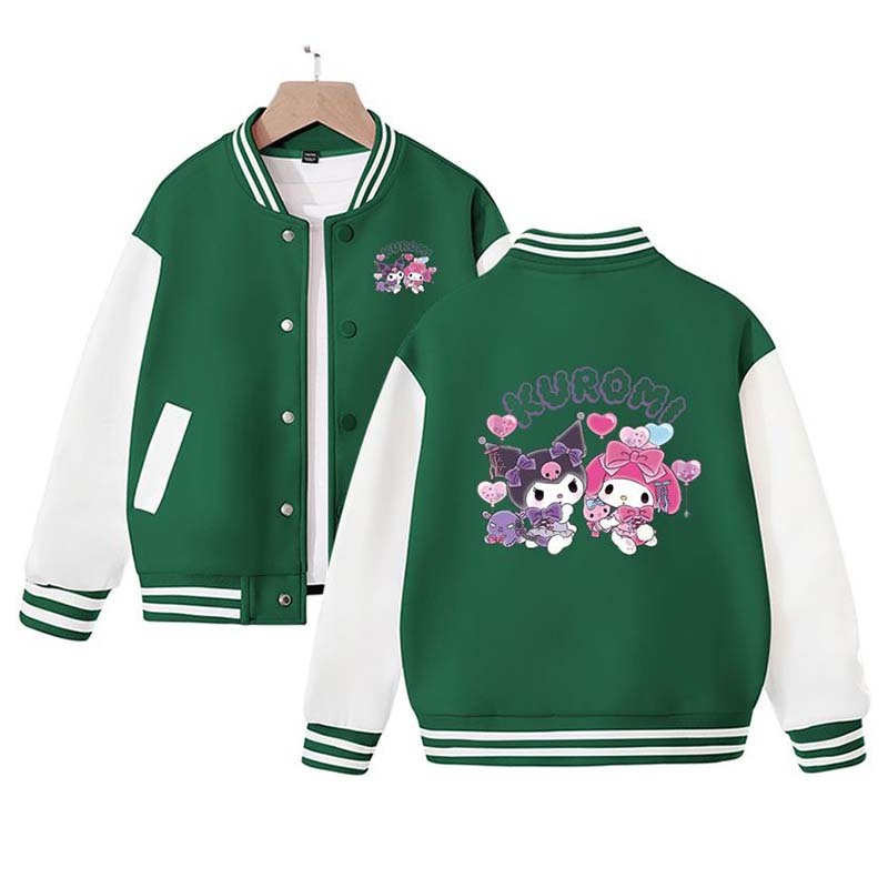 Sanrio Cotton Kid Kuromi Baseball Uniform Melody Cartoon Dopamine Dressing Jacket Cute Spring Autumn Casual Coat Anime Girl Gift