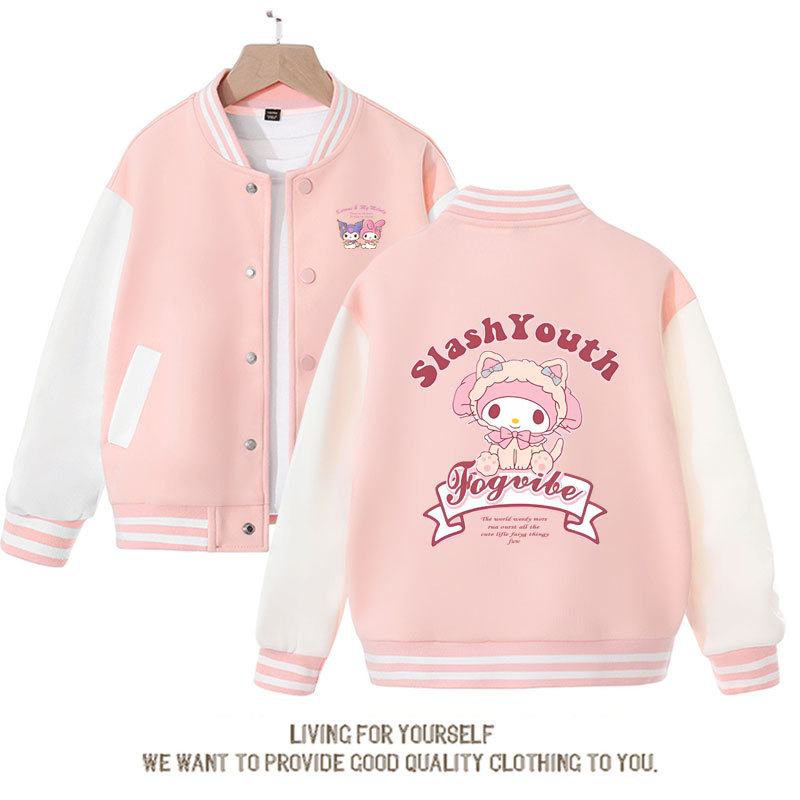 Sanrio Kawaii Anime My Melody Jacket Cute Cartoon Woman Spring Autumn Overcoat Jacket Loose Sports Children Baseball Uniforma