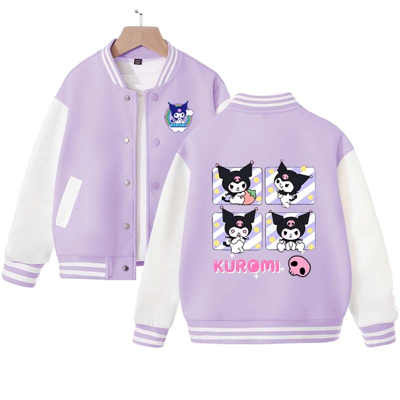 2023 New Kuromi Baseball Jersey Kawaii Sanrio Mymelody Cinnamoroll Autumn Student Cartoon Sports Coat Cute Girl Jacket Birthday Gift