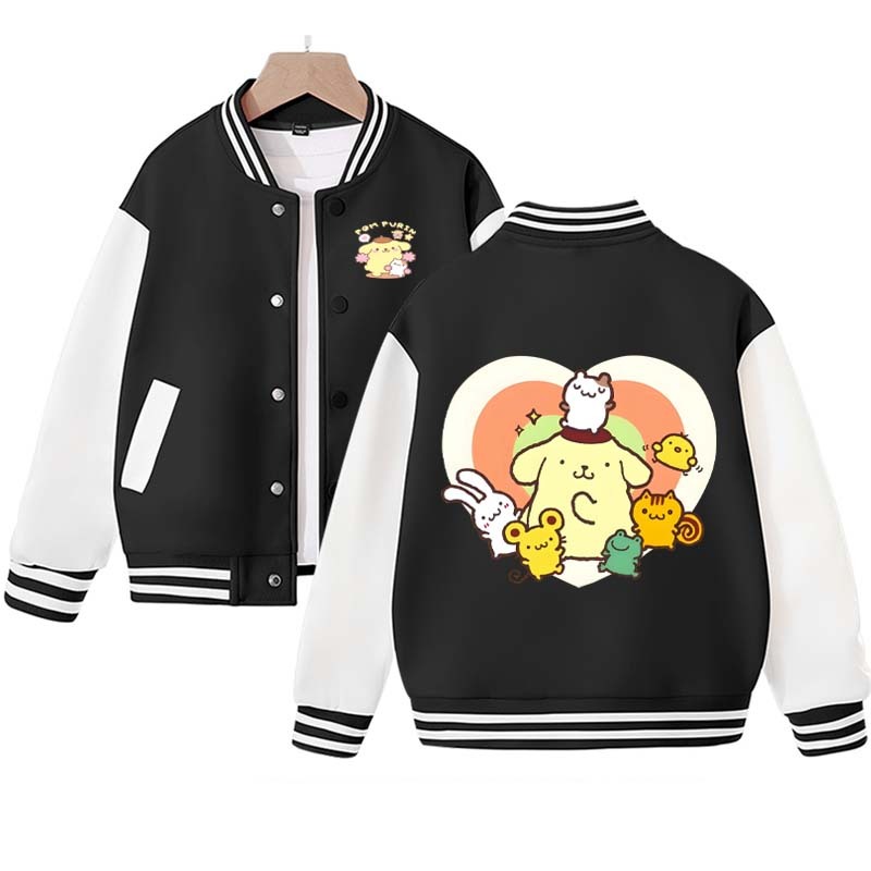 New Children's Autumn Clothing Kawaii Anime Sanrios Pompompurin Coat Children's Baseball Uniform Boys and Girls Jacket Gift