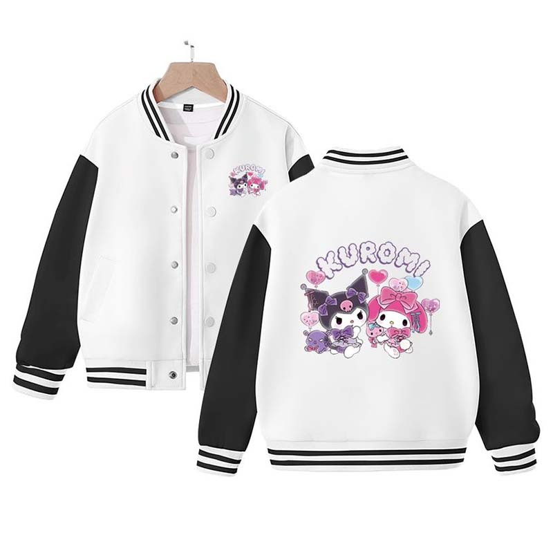 Sanrio Cotton Kid Kuromi Baseball Uniform Melody Cartoon Dopamine Dressing Jacket Cute Spring Autumn Casual Coat Anime Girl Gift