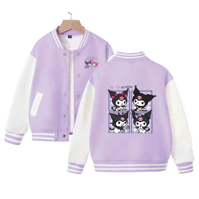 New Kawaii Sanrios Anime Pompompurin Cinnamoroll Kuromi Children Baseball Clothes Autumn Kids Jacket Boys Girls Sportswear Coats