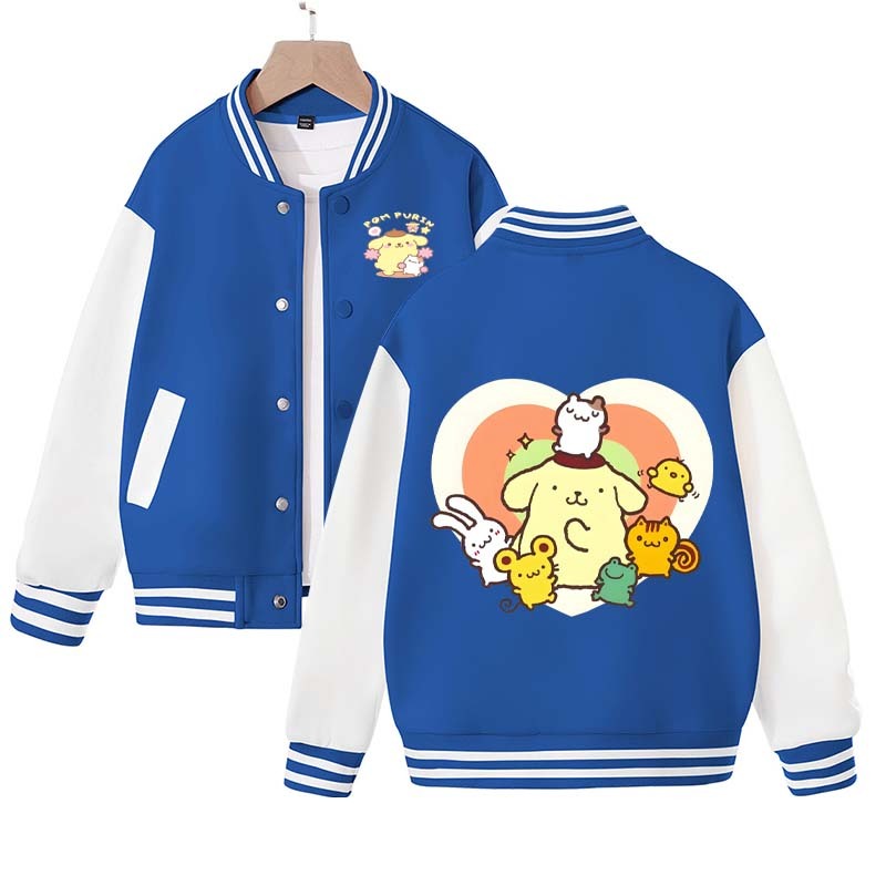 New Children's Autumn Clothing Kawaii Anime Sanrios Pompompurin Coat Children's Baseball Uniform Boys and Girls Jacket Gift