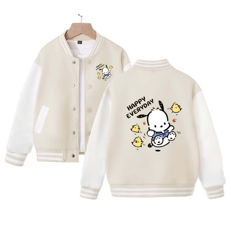 Sanrios Kawaii Anime Pochacco Cute Cartoon Spring and Autumn New Baseball Uniform Kids Tops Casual Coat Jacket Birthday Gift