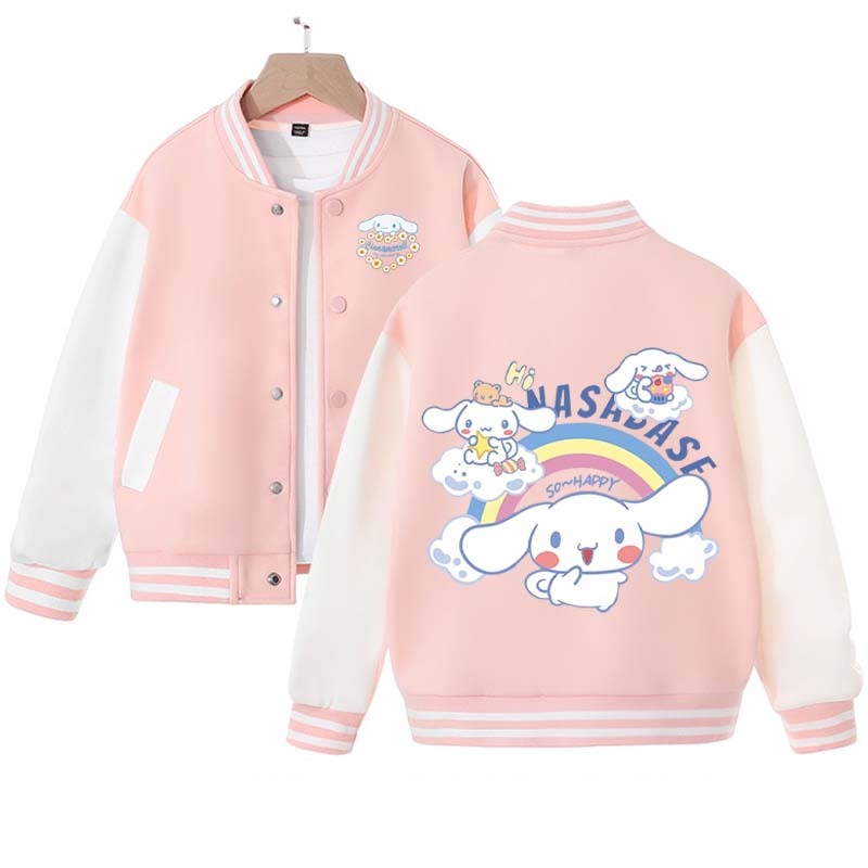 Sanrios Kawaii Anime Cinnamoroll Cute Cartoon Girl Kids Jacket Spring Autumn Sports Baseball Uniform Children Birthday Gift