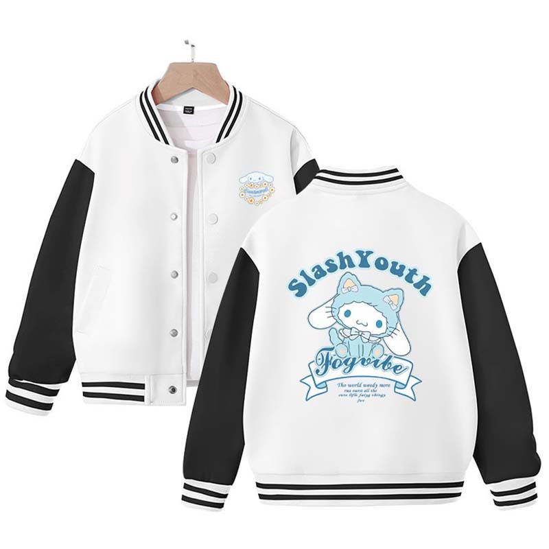 Sanrios Kawaii Anime Cinnamoroll Cute Cartoon Girl Kids Jacket Spring Autumn Sports Baseball Uniform Children Birthday Gift