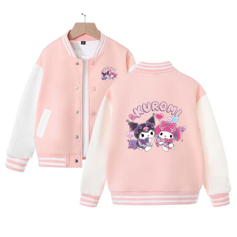 Sanrio Cotton Kid Kuromi Baseball Uniform Melody Cartoon Dopamine Dressing Jacket Cute Spring Autumn Casual Coat Anime Girl Gift
