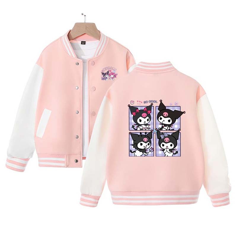 New Kawaii Sanrios Anime Pompompurin Cinnamoroll Kuromi Children Baseball Clothes Autumn Kids Jacket Boys Girls Sportswear Coats