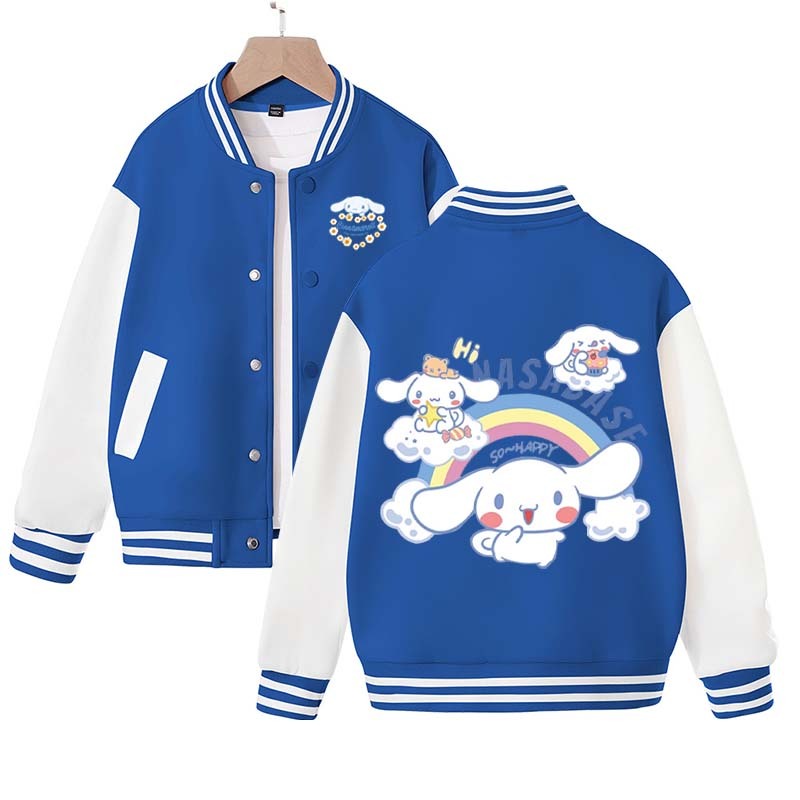 Sanrios Kawaii Anime Cinnamoroll Cute Cartoon Girl Kids Jacket Spring Autumn Sports Baseball Uniform Children Birthday Gift