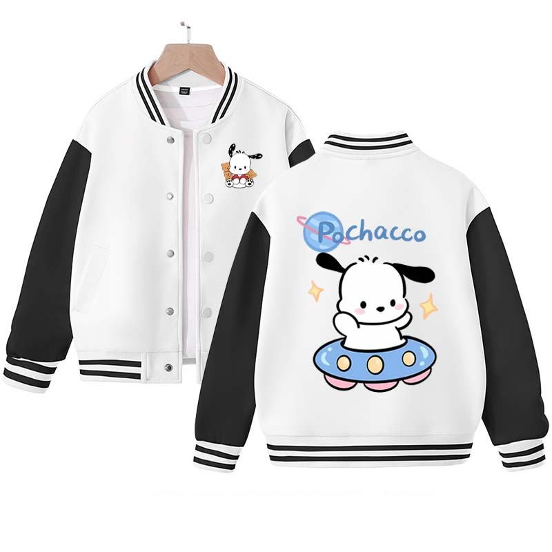 2023  Kawaii Sanrio Cinnamoroll My Melody Pochacco Baseball Jacket Cartoon Anime Girl Loose Baseball Uniform Spring Autumn Sport Coat